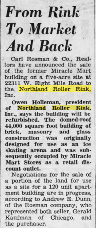 Northland Roller Rink - July 1967 Article